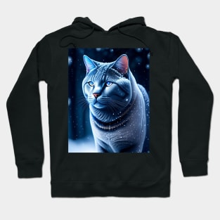 Glowing British Shorthair In Snow Hoodie